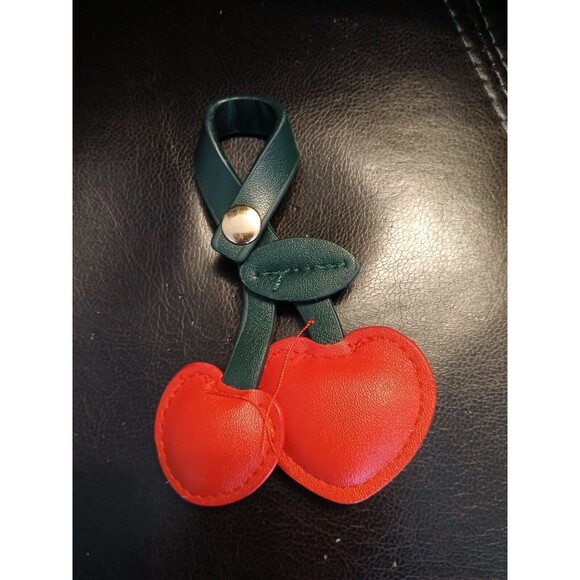 Red Cherries Cherry Keyring Keychain Key Ring Bag Hang - Picture 2 of 7